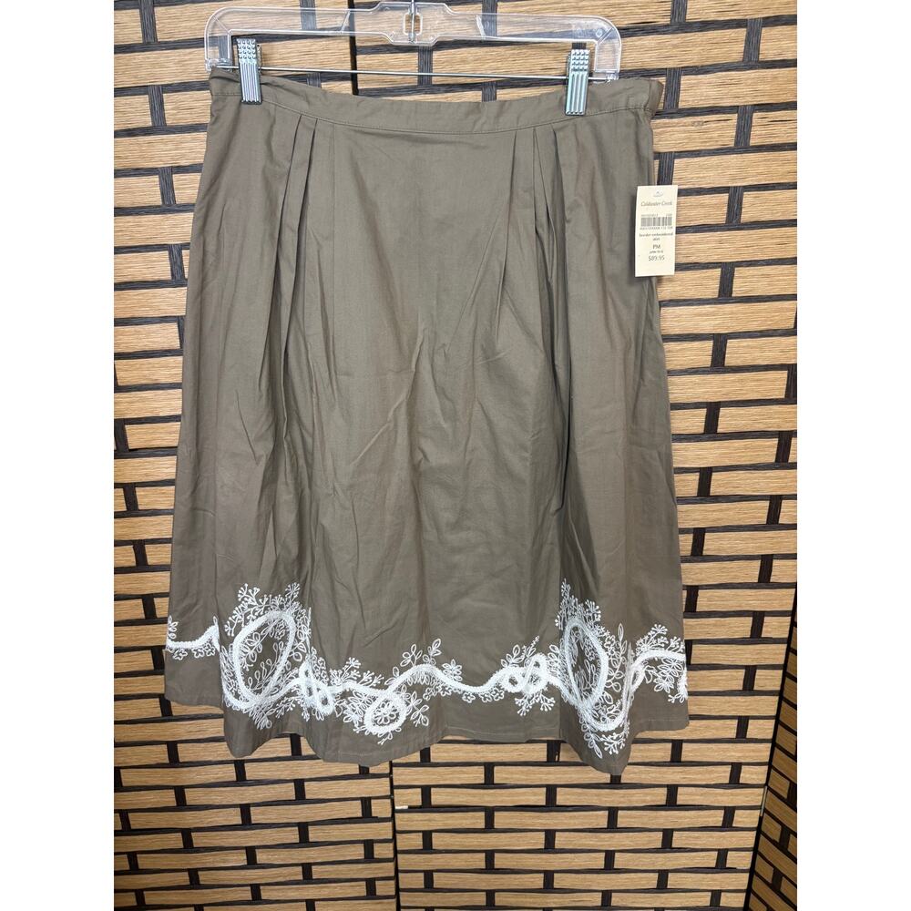 Coldwater Creek Tan And White Skirt Size Medium Petite